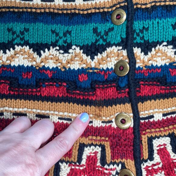 90s vintage knit vest Harolds Southwestern Boho Western Style Cross Size L - Picture 8 of 9